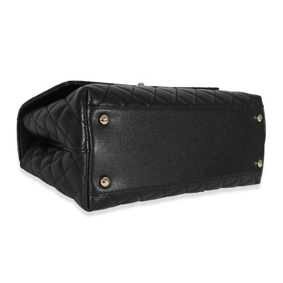Chanel Black Quilted Caviar Medium Coco Top Handle Flap Bag - Picture 6 of 8